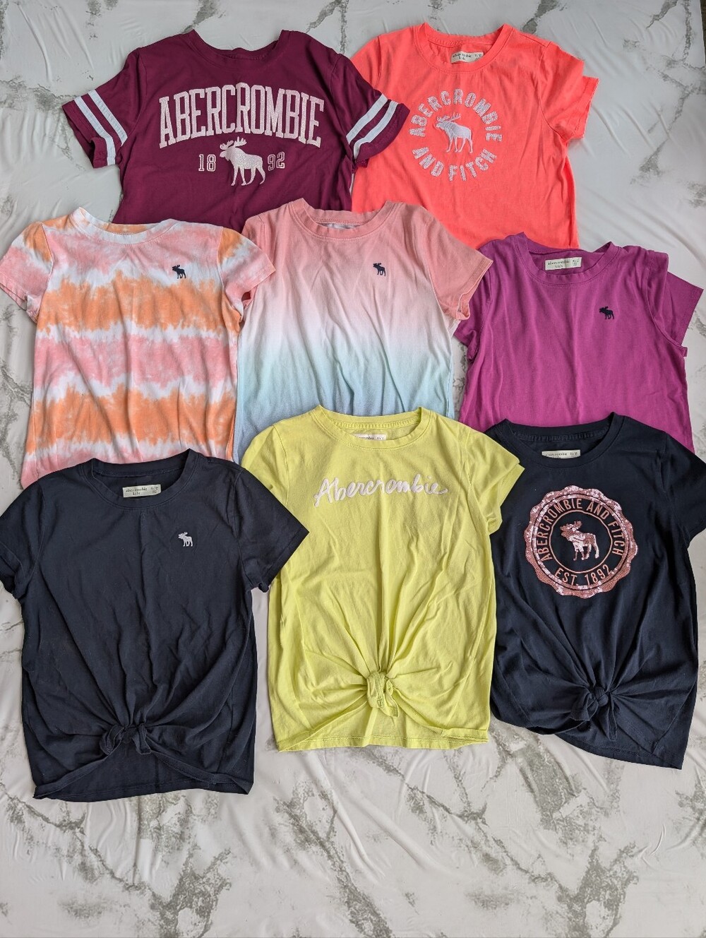 Lot of 8 Abercrombie and Fitch Short Sleeve T Shirts Girsl 11/12